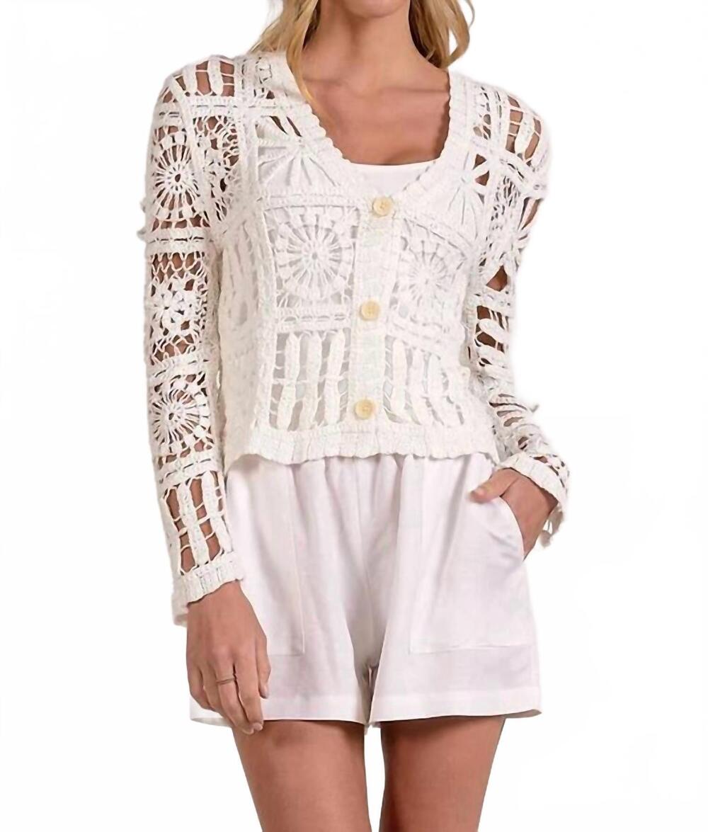 NEW ELAN crochet cardigan in white